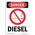 Signmission Safety Sign, OSHA Danger, 10" Height, Rigid Plastic, Diesel, Portrait OS-DS-P-710-V-1119